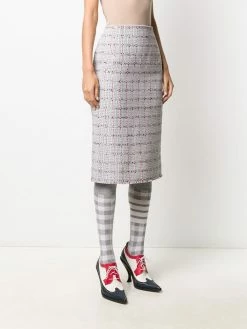 Thom Browne windowpane university check tweed pencil skirt