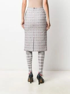 Thom Browne windowpane university check tweed pencil skirt