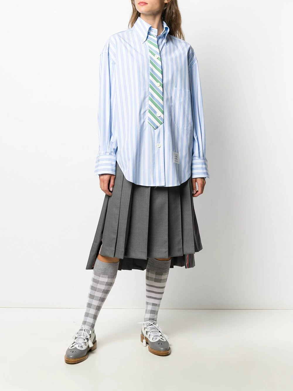 Thom Browne Trompe l'oeil bar stripe necktie shirt shirts of women 2 Thom Browne trompe l'oeil bar stripe necktie shirt