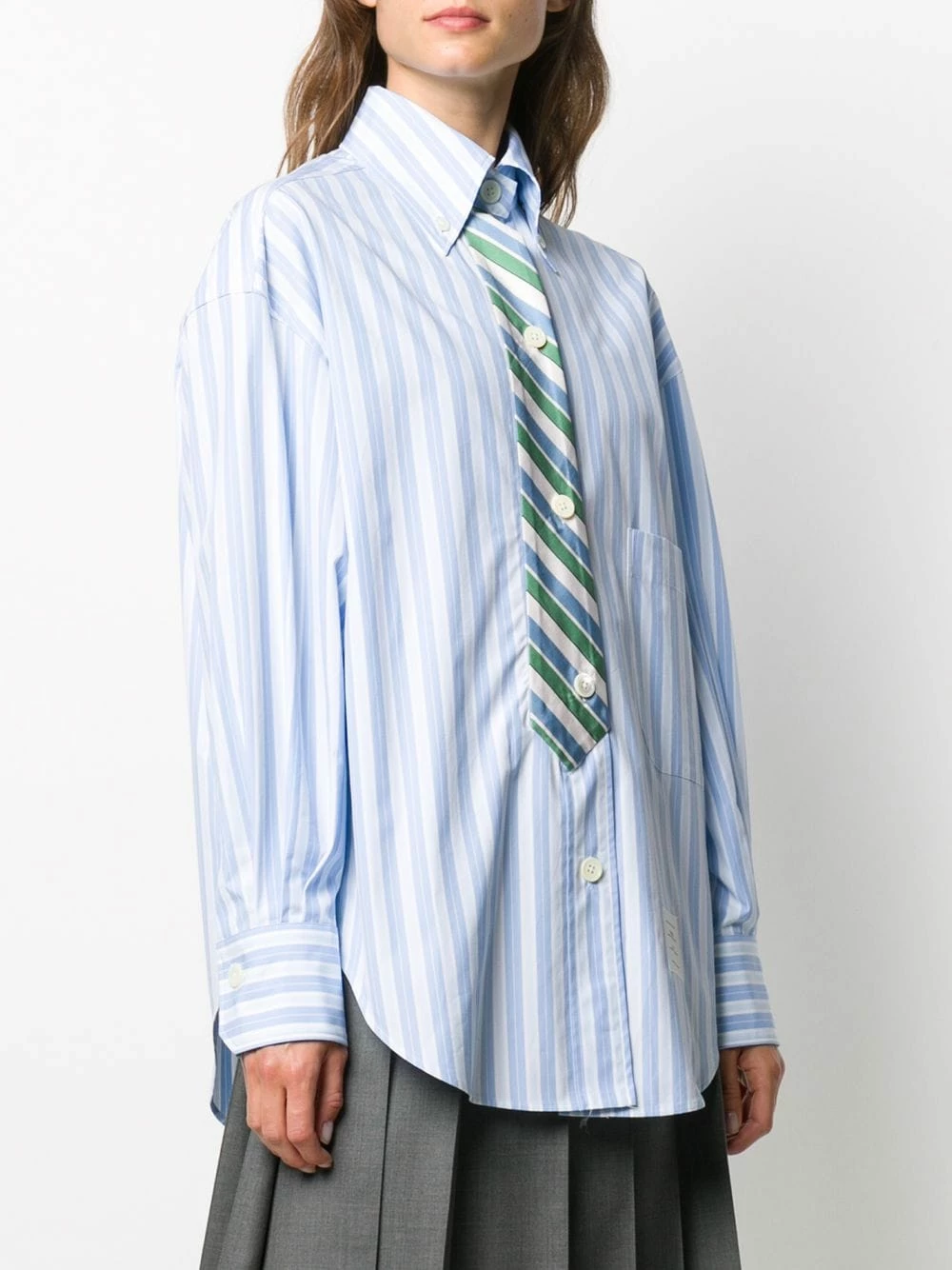 Thom Browne Trompe l'oeil bar stripe necktie shirt shirts of women 3 Thom Browne trompe l'oeil bar stripe necktie shirt