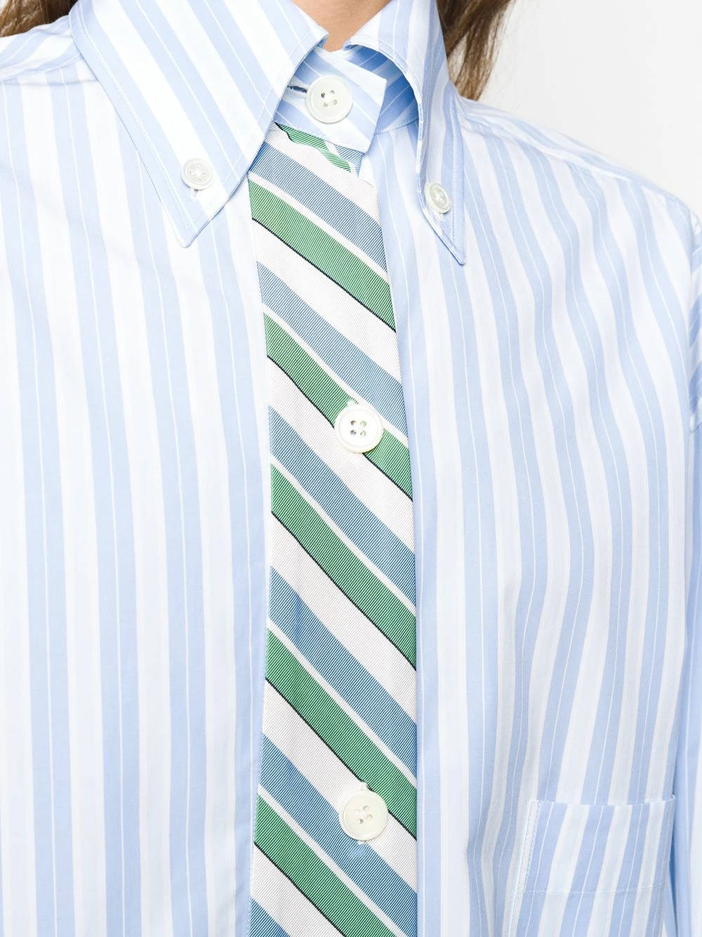 Thom Browne Trompe l'oeil bar stripe necktie shirt shirts of women 5 Thom Browne trompe l'oeil bar stripe necktie shirt