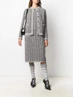 Thom Browne windowpane jacquard sleeveless pencil dress