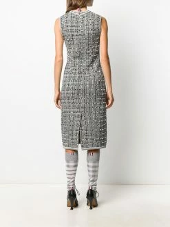 Thom Browne windowpane jacquard sleeveless pencil dress