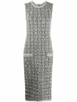 Thom Browne windowpane jacquard sleeveless pencil dress