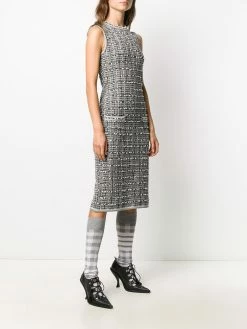 Thom Browne windowpane jacquard sleeveless pencil dress