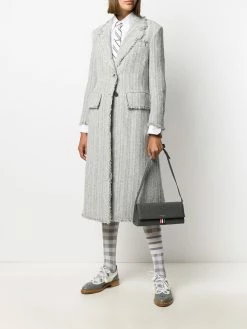 Thom Browne frayed wide lapel tweed overcoat