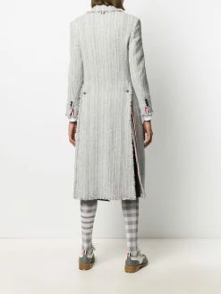 Thom Browne frayed wide lapel tweed overcoat