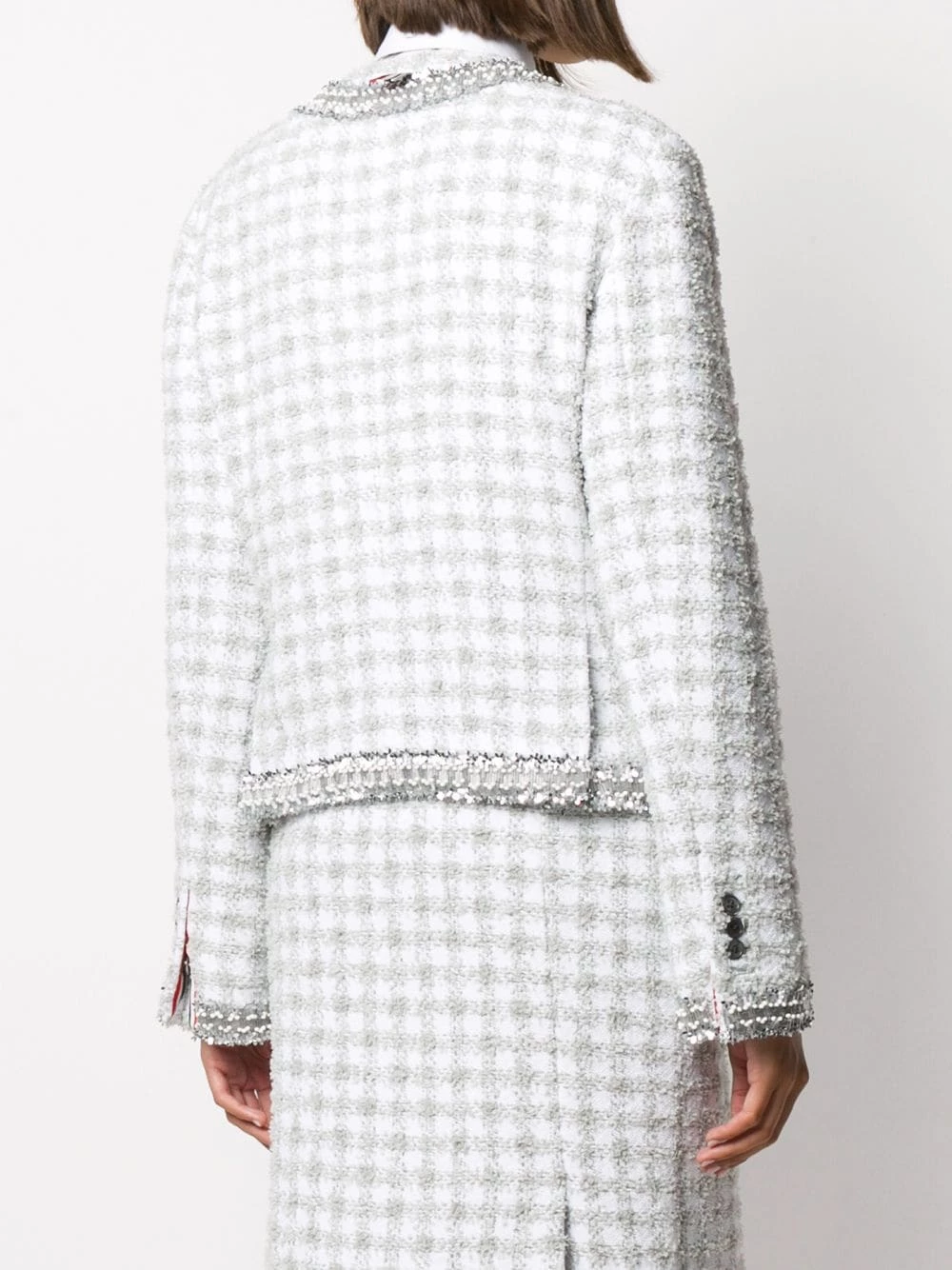 Thom Browne Check pattern eyelash tweed jacket tweed jackets of women 4 Thom Browne check-pattern eyelash-tweed jacket