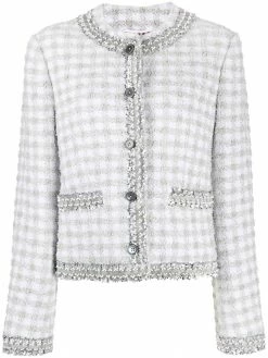 Thom Browne check-pattern eyelash-tweed jacket