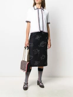 Thom Browne zigzag-trim pleated rib T-shirt