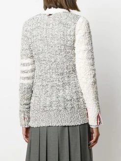 Thom Browne 4-Bar V-neck bouclé cable cardigan