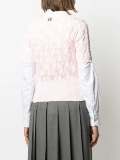 Thom Browne 4-Bar V-neck fan cable cardigan