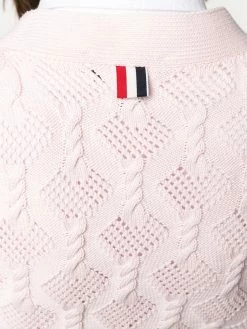 Thom Browne 4-Bar V-neck fan cable cardigan