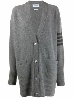 Thom Browne 4-Bar exaggerated V-neck cardigan