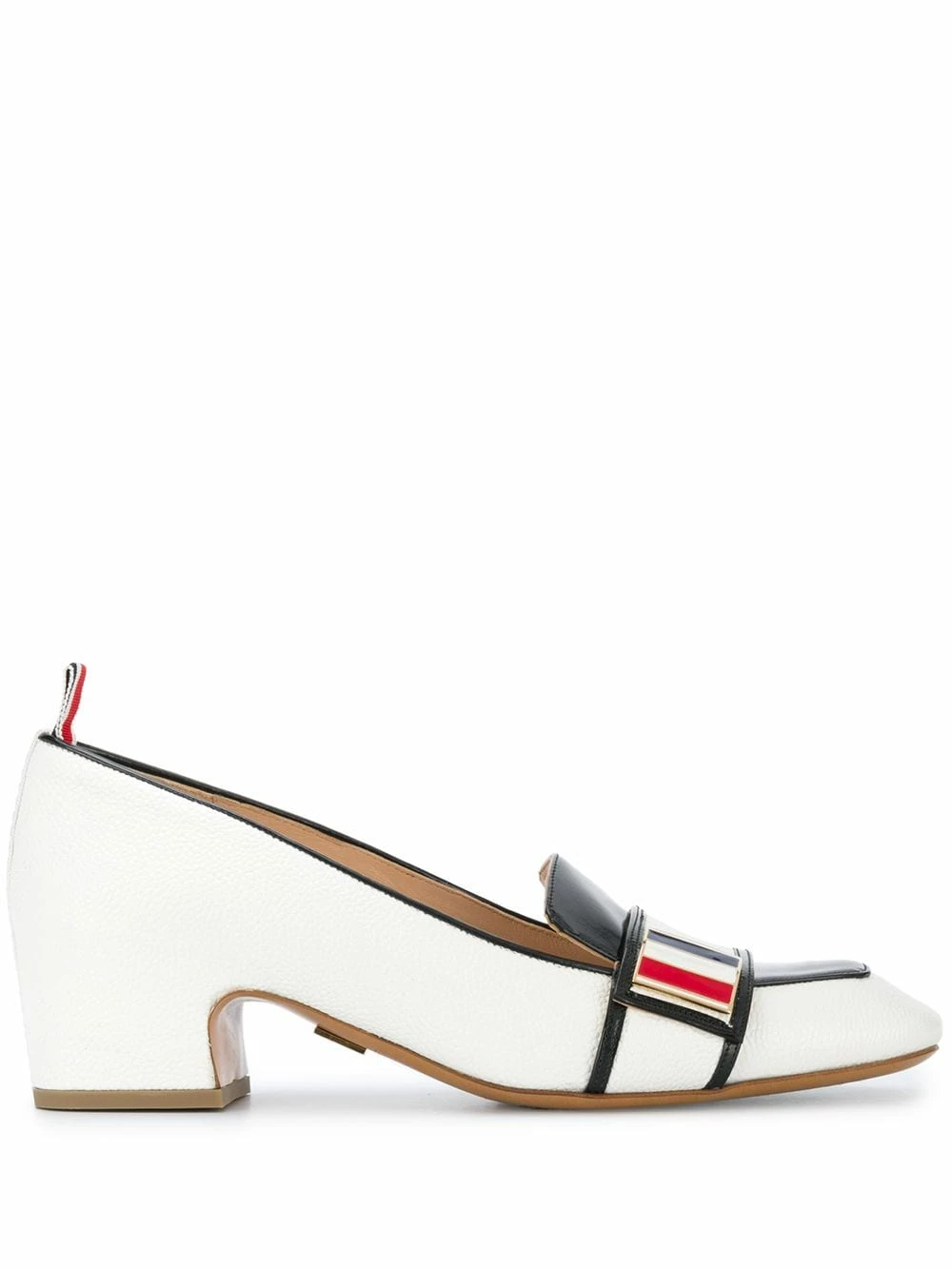Thom Browne Enamel strap block heel loafers pumps of women 1 Thom Browne enamel-strap block heel loafers