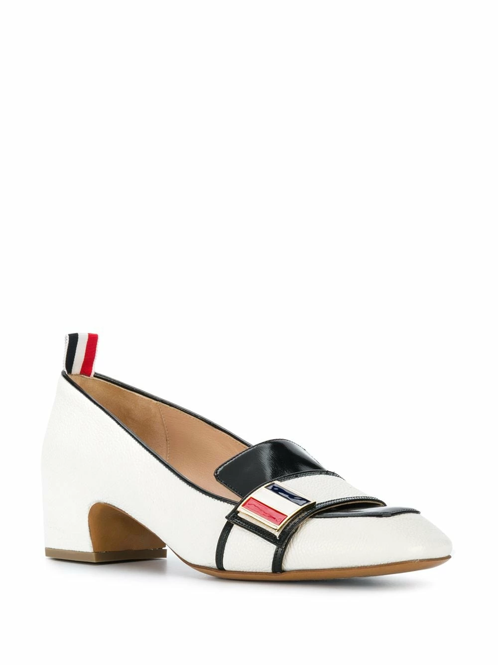 Thom Browne Enamel strap block heel loafers pumps of women 2 Thom Browne enamel-strap block heel loafers