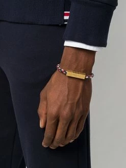 Thom Browne logo plaque leather bracelet