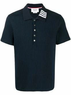 Thom Browne ribbed short-sleeve polo shirt