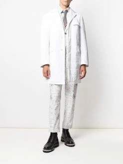 Thom Browne RWB stripe quilted Chesterfield overcoat