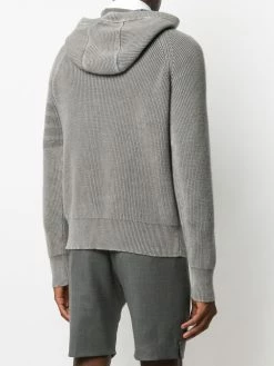 Thom Browne cashmere knit hoodie with sleeve stripe detail