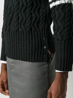 Thom Browne 4-Bar Aran cable knit jumper