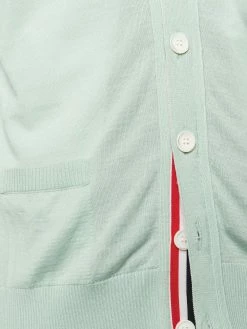 Thom Browne v-neck tricolour-stripe merino cardigan