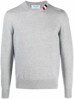 Thom Browne striped-collar crew neck jumper