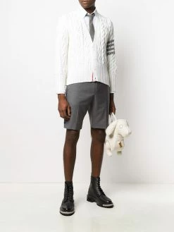 Thom Browne 4-Bar Aran cable knit cardigan