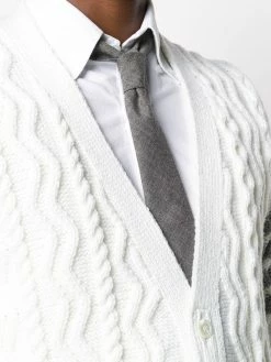 Thom Browne 4-Bar Aran cable knit cardigan