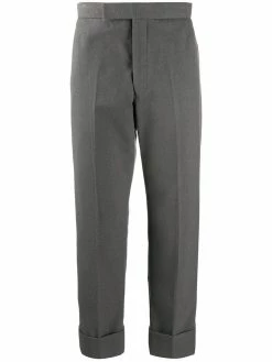 Thom Browne backstrap side-stripe cotton trousers