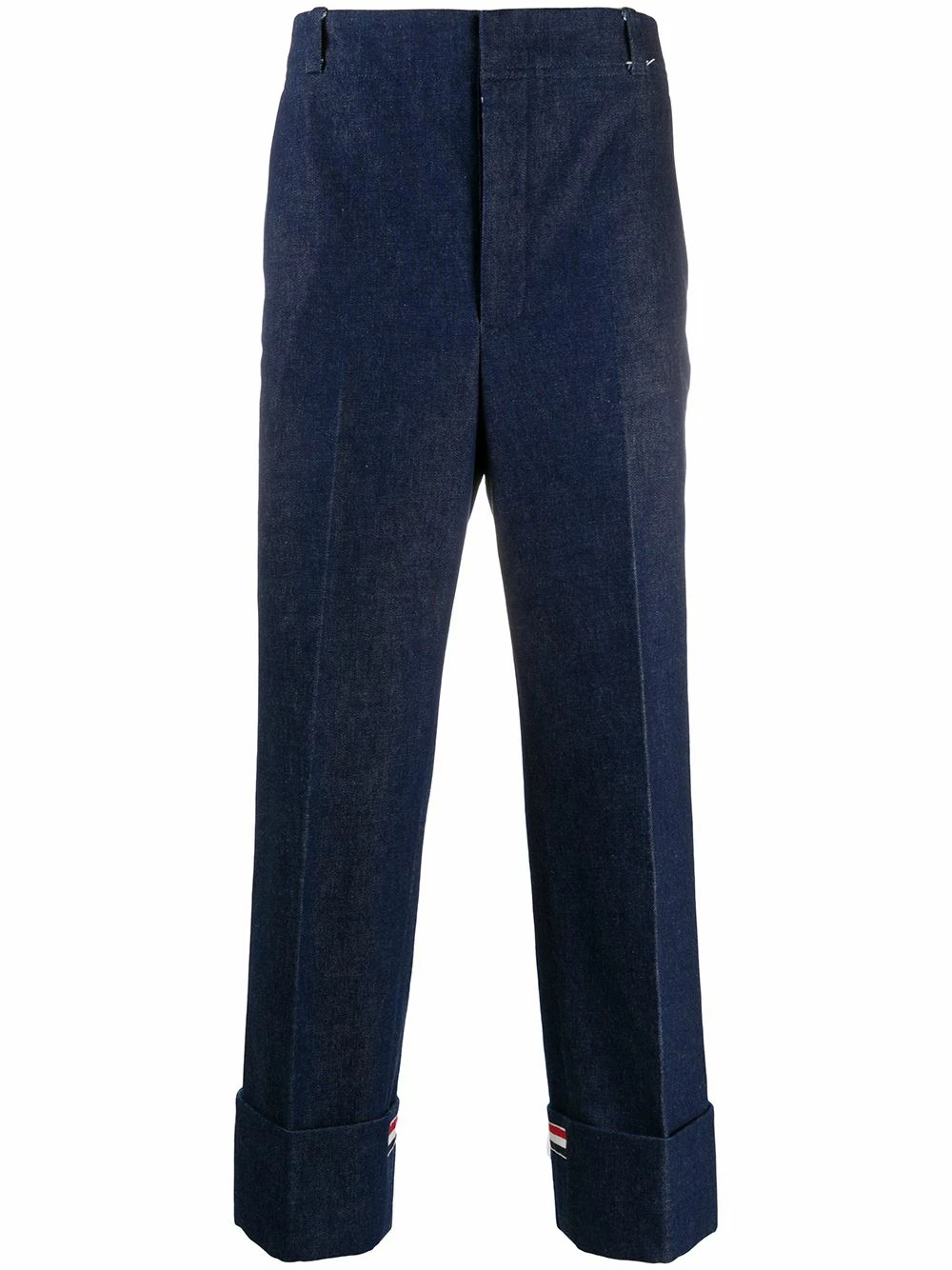 Thom Browne Deconstructed washed denim tailored trousers regular & straight-leg jeans of men 1 Thom Browne deconstructed washed denim tailored trousers