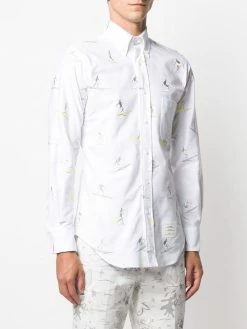 Thom Browne Surfer icon embroidery Oxford shirt