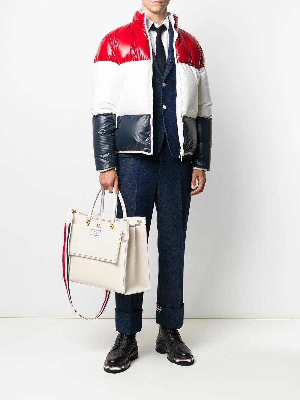 Thom Browne Tricolour reversible funnel jacket down jackets of men 2 Thom Browne tricolour reversible funnel jacket