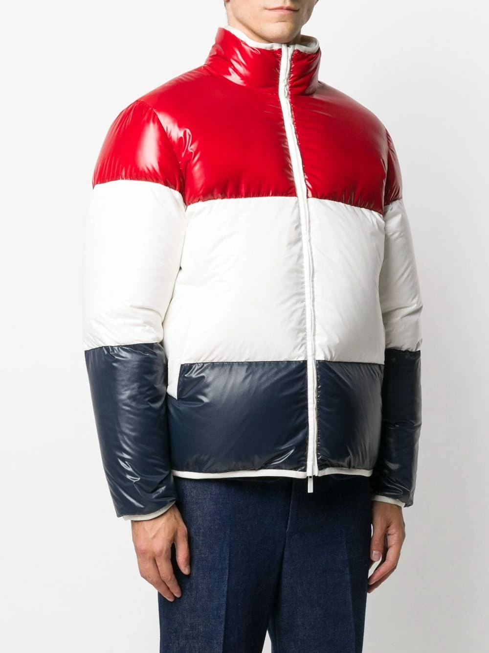 Thom Browne Tricolour reversible funnel jacket down jackets of men 3 Thom Browne tricolour reversible funnel jacket