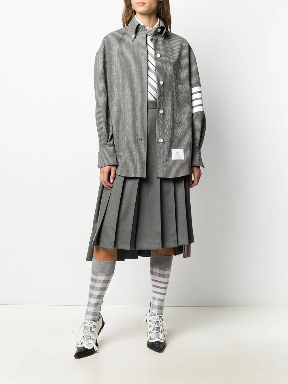 Thom Browne Crinkle stripe shirt tops of women 2 Thom Browne crinkle stripe shirt