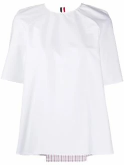 Thom Browne box pleat short sleeve blouse