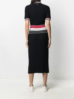 Thom Browne RWB-stripe knitted polo dress