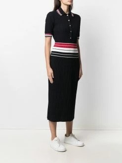 Thom Browne RWB-stripe knitted polo dress