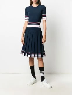 Thom Browne stripe-print box-pleat skirt