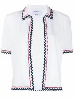 Thom Browne zigzag trim short sleeve cardigan
