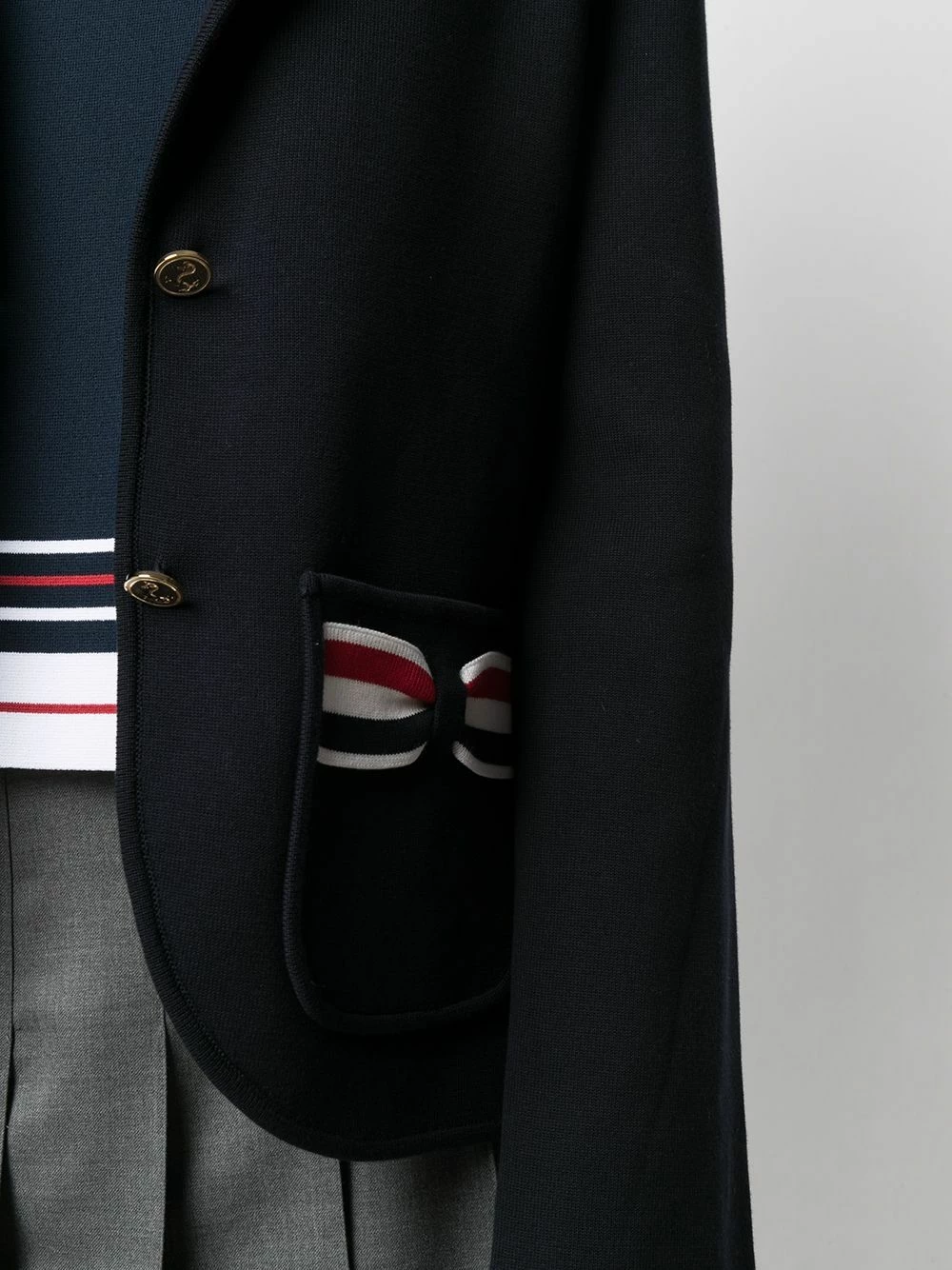Thom Browne RWB bow single breasted jacket fitted jackets of women 5 Thom Browne RWB-bow single-breasted jacket