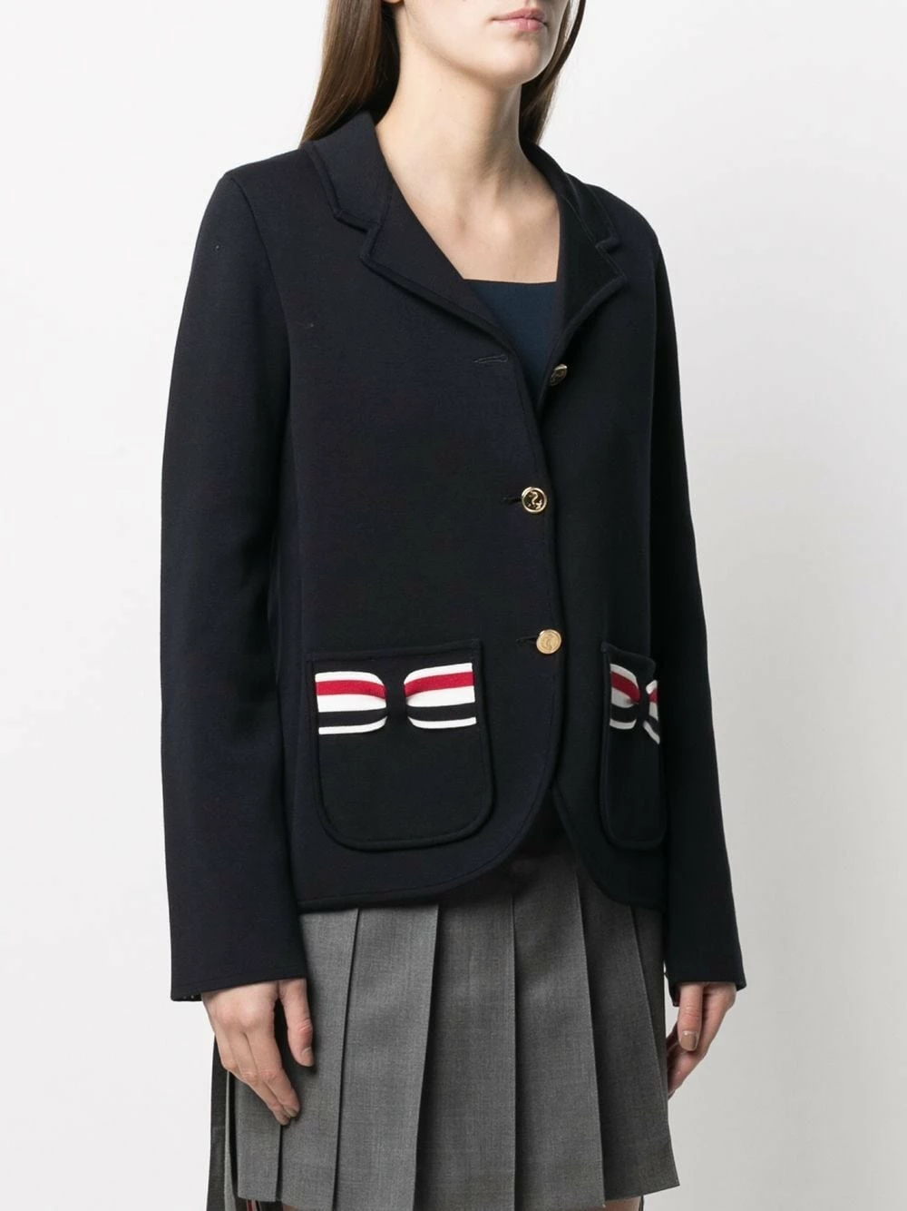 Thom Browne RWB bow single breasted jacket fitted jackets of women 3 Thom Browne RWB-bow single-breasted jacket