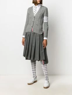 Thom Browne 4-Bar fan cable knit cardigan