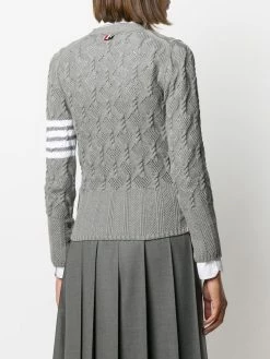 Thom Browne 4-Bar fan cable knit cardigan