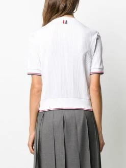 Thom Browne square neck ribbed-knit top