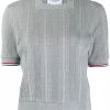 Thom Browne square neck ribbed-knit top
