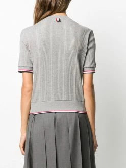 Thom Browne square neck ribbed-knit top