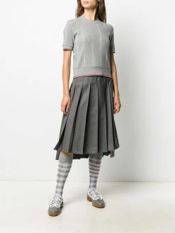 Thom Browne square neck ribbed-knit top