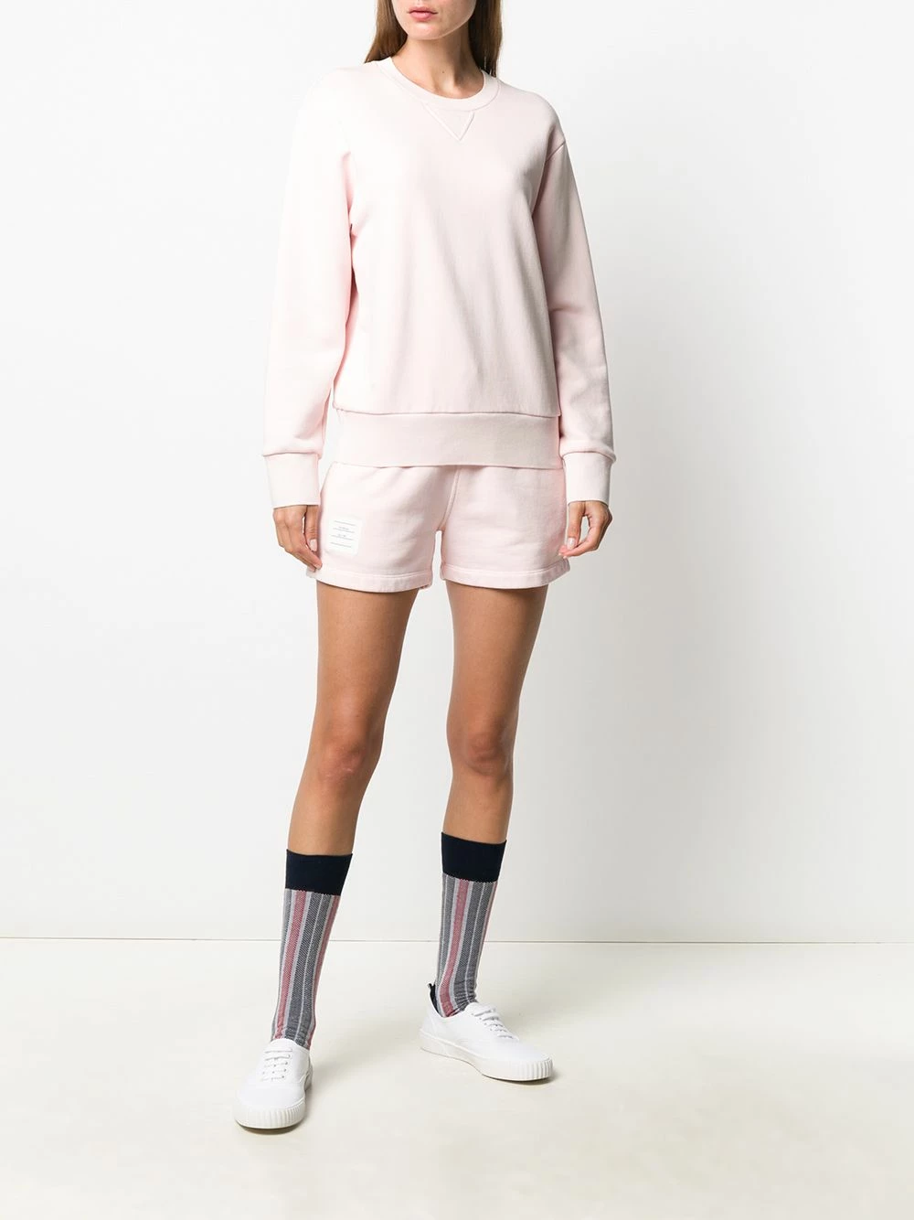 Thom Browne Tricolour stripe cotton shorts of women 2 Thom Browne tricolour stripe cotton shorts