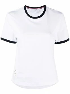 Thom Browne asymmetric hem short-sleeve T-shirt